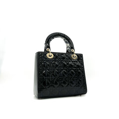 Christian Dior  Patent Cannage Medium Lady Dior Black