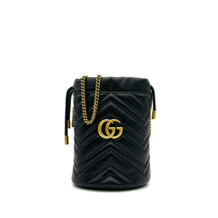 Gucci  Calfskin Matelasse Mini GG Marmont 2.0 Bucket Bag Black