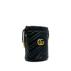 Gucci  Calfskin Matelasse Mini GG Marmont 2.0 Bucket Bag Black