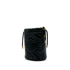 Gucci  Calfskin Matelasse Mini GG Marmont 2.0 Bucket Bag Black