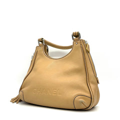 Chanel Grained Calfskin Tassel Hobo Beige 2003-2004