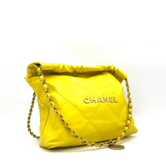 Chanel  Shiny Calfskin Quilted Small Chanel 22 Yellow 2023