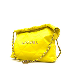 Chanel  Shiny Calfskin Quilted Small Chanel 22 Yellow 2023