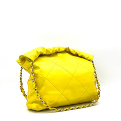 Chanel  Shiny Calfskin Quilted Small Chanel 22 Yellow 2023