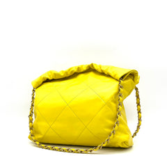 Chanel  Shiny Calfskin Quilted Small Chanel 22 Yellow 2023