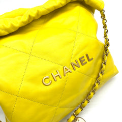 Chanel  Shiny Calfskin Quilted Small Chanel 22 Yellow 2023