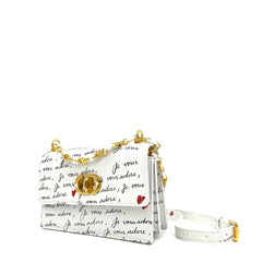 Dior amour Miss Caro Mini Bag White Calfskin with Black and Red Je Vous Adore Print