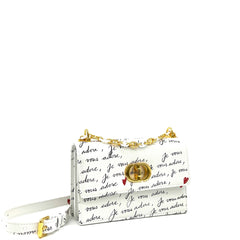 Dior amour Miss Caro Mini Bag White Calfskin with Black and Red Je Vous Adore Print