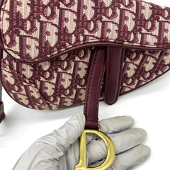 Christian Dior  Oblique Mini Saddle Bag Bordeaux