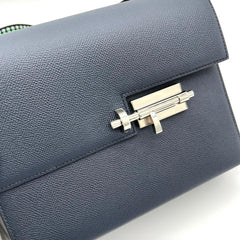 Hermes  Epsom Mini Verrou Large Green Strap Bag Deep Blue