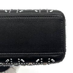 Christian Dior Satin Crystal Cannage Mini Lady Dior Black