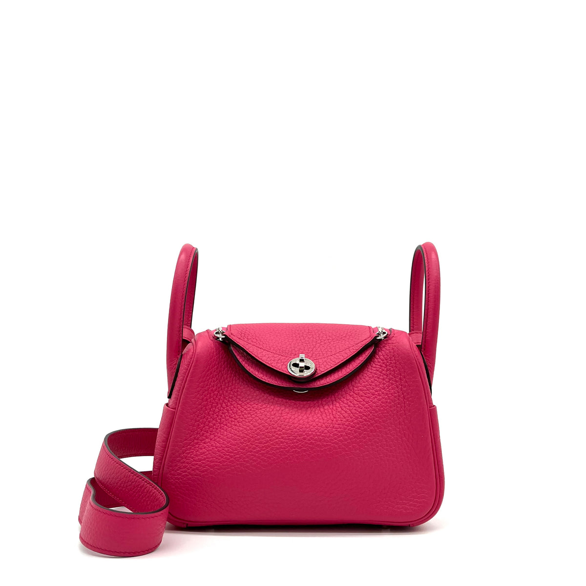 Hermes Taurillon Clemence Mini Lindy 20 Rose Shocking