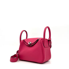 Hermes Taurillon Clemence Mini Lindy 20 Rose Shocking