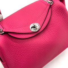 Hermes Taurillon Clemence Mini Lindy 20 Rose Shocking