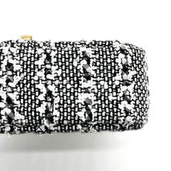 Chanel Mini Square Pearl Flap Bag Black and White Sequin Tweed Brushed Gold Hardware