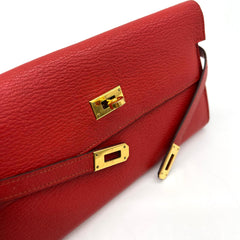 Hermes Epsom Kelly Longue Wallet Rouge Tomate