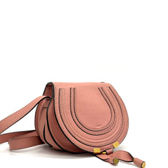 Chloe Calfskin Mini Marcie Round Crossbody Bag Peach Bloom