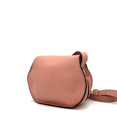 Chloe Calfskin Mini Marcie Round Crossbody Bag Peach Bloom