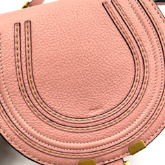 Chloe Calfskin Mini Marcie Round Crossbody Bag Peach Bloom