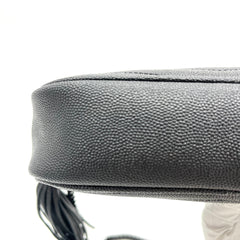 Saint Laurent Grain De Poudre Matelasse Monochrome Monogram Mini Lou Camera Bag Black