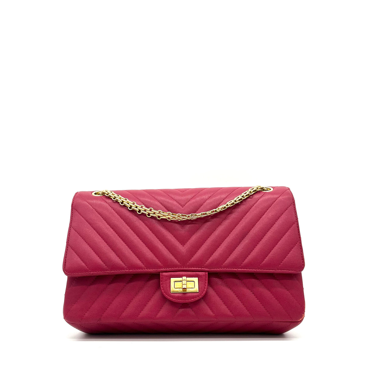 Chanel Sheepskin Chevron Quilted 2.55 Reissue 226 Flap Dark Pink