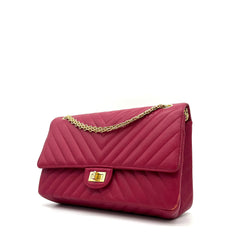 Chanel Sheepskin Chevron Quilted 2.55 Reissue 226 Flap Dark Pink