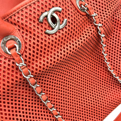 Chanel Calfskin Perforated Up In The Air Tote Red