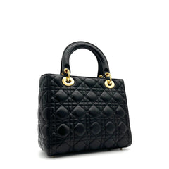 Christian Dior Lambskin Cannage Medium Lady Dior Black