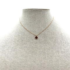 Van Cleef & Arpels 18K Yellow Gold Carnelian Sweet Alhambra Pendant Necklace