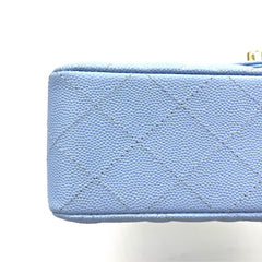 Chanel Caviar Quilted Small Double Flap Light Blue