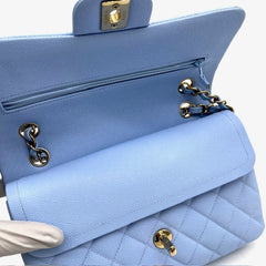 Chanel Caviar Quilted Small Double Flap Light Blue