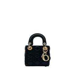 Christian Dior Lambskin Cannage Micro Lady Dior Black