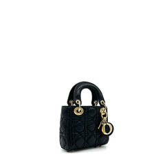 Christian Dior Lambskin Cannage Micro Lady Dior Black
