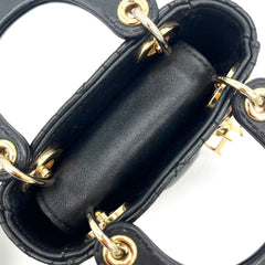 Christian Dior Lambskin Cannage Micro Lady Dior Black