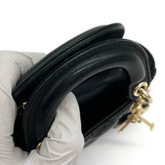 Christian Dior Lambskin Cannage Micro Lady Dior Black
