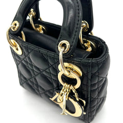 Christian Dior Lambskin Cannage Micro Lady Dior Black
