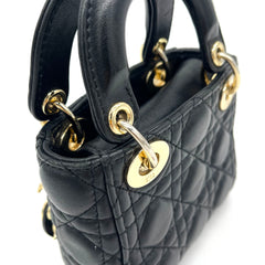 Christian Dior Lambskin Cannage Micro Lady Dior Black
