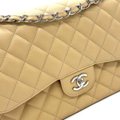 CHANEL Caviar Quilted Jumbo Double Flap Beige 2012-2013
