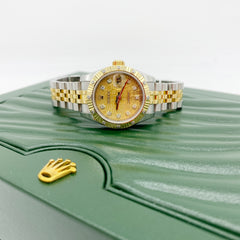 Rolex Datejust 26 Ladies Stainless Steel and 18K Gold Diamond Dial and Bezel 179313