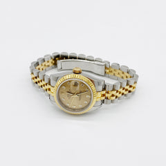 Rolex Lady-Datejust 26mm Yellow Gold Steel Champagne Diamond Dial & Fluted Bezel 69173