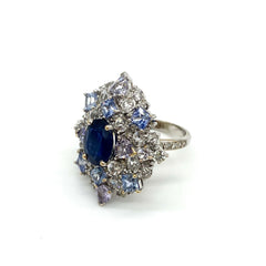 블루 사파이어 다이아몬드 반지