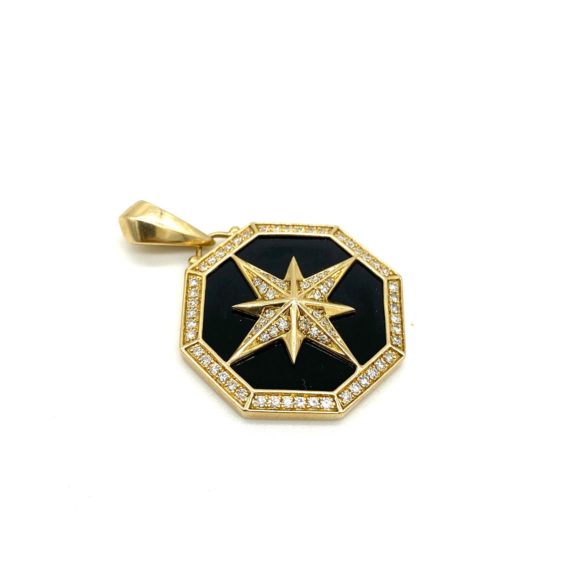 14k Yellow Gold & Diamond Compass Pendant