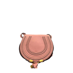 Chloe Calfskin Mini Marcie Round Crossbody Bag Peach Bloom