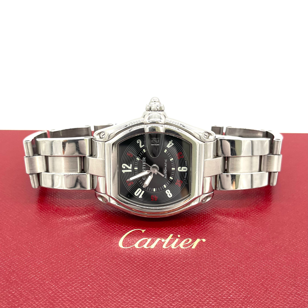 CARTIER Roadster Black Dial Stainless Steel Mens Watch