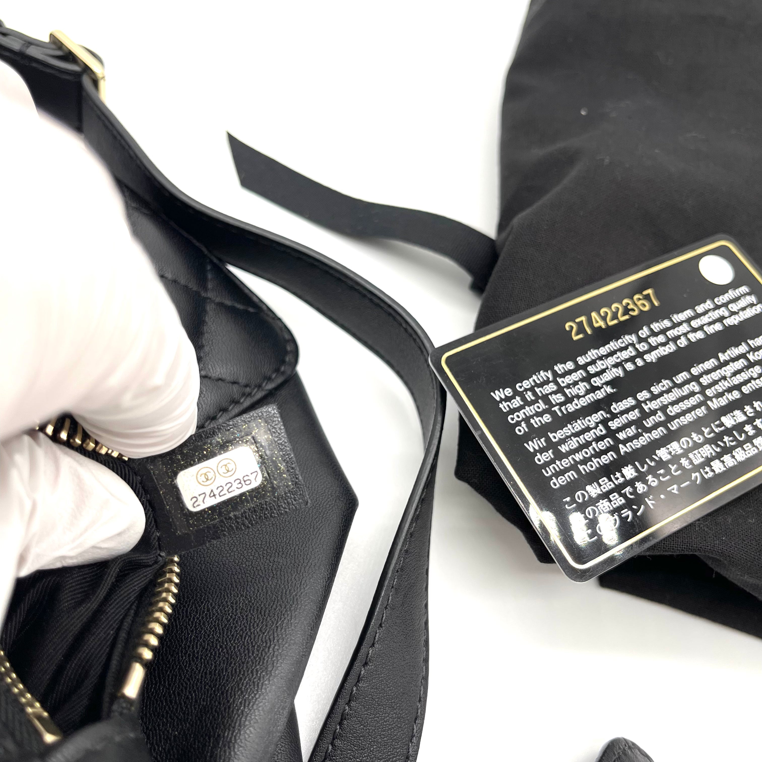 CHANEL Lambskin Bi Quilted Waist Bag Fanny Pack Black vetoben