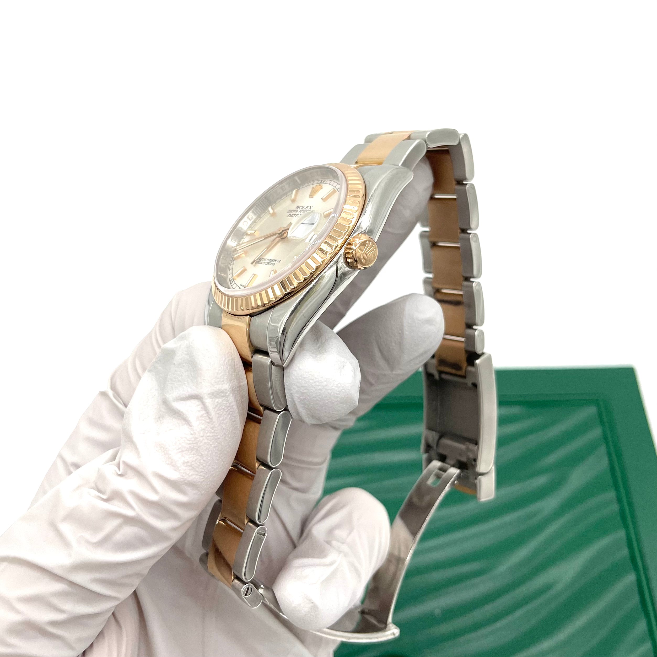 Rolex Datejust 36 Rose Gold Silver Dial Fluted Bezel Watch 116231