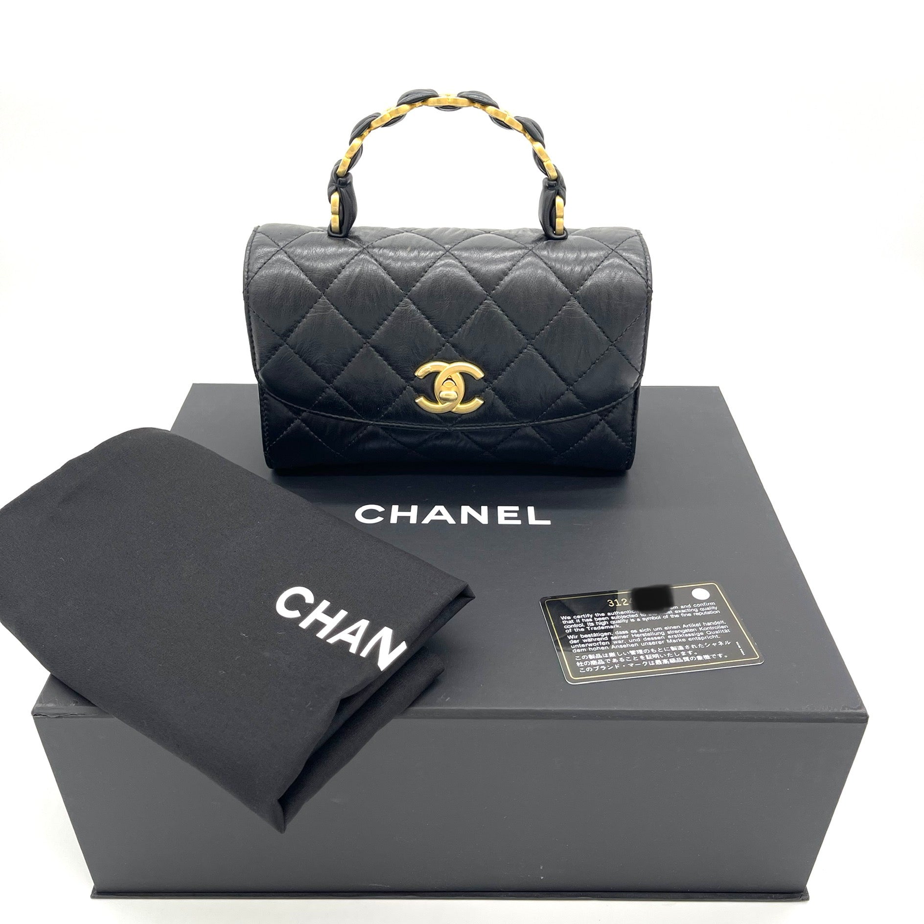 Chanel Black Python Medium Coco Top Handle Bag Chanel