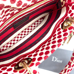 CHRISTIAN DIOR Canvas Medium DiorAmour Dots Lady D-Lite Red