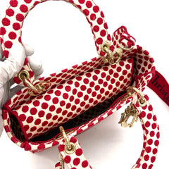 CHRISTIAN DIOR Canvas Medium DiorAmour Dots Lady D-Lite Red