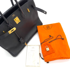 HERMES Togo Birkin 35 Black Gold Hardware